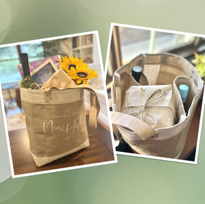 Eco-Chic Jute Wine Tote w/Leather Straps